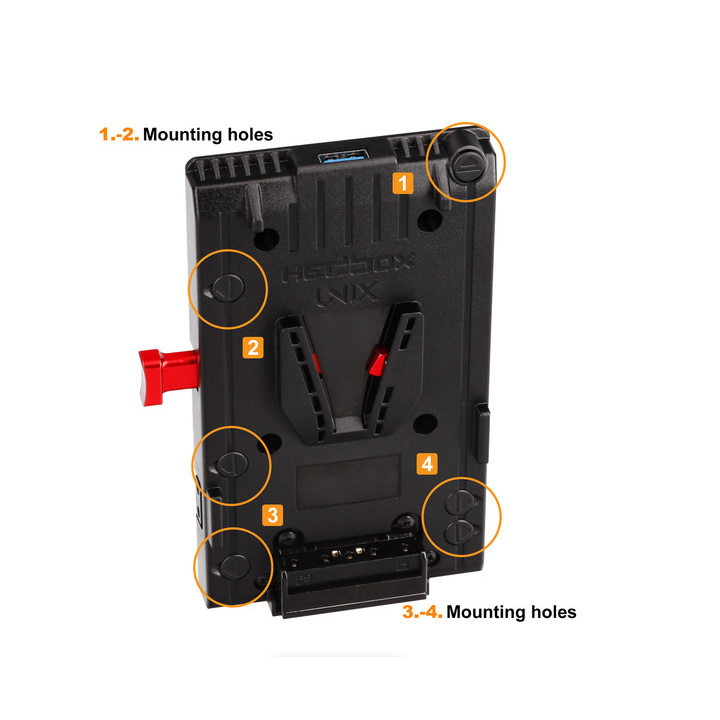 Hedbox UNIX-4X - V-Mount Adapter Power Plate with 4-Pin XLR Cable