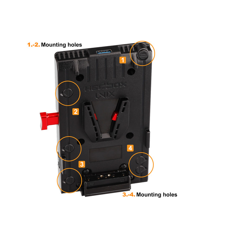 Hedbox UNIX-0B - V-Mount Adapter Power Plate with 2-Pin LEMO Cable
