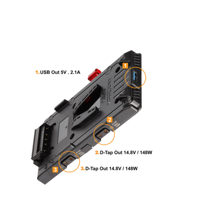 Hedbox UNIX-0B - V-Mount Adapter Power Plate with 2-Pin LEMO Cable