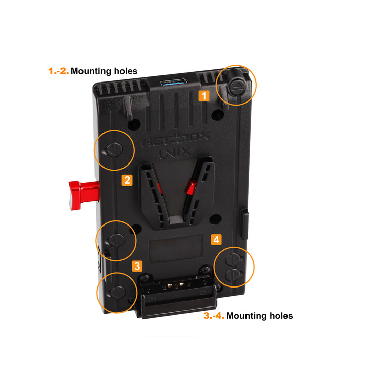Hedbox UNIX-0BL - V-Mount Adapter Power Plate with 2-Pin LEMO 0B Right-Angle Cable