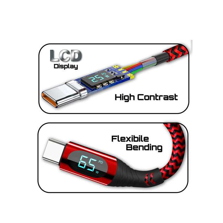 Hedbox RPC-D65W - USB-C LED Charge Cable (3.9')