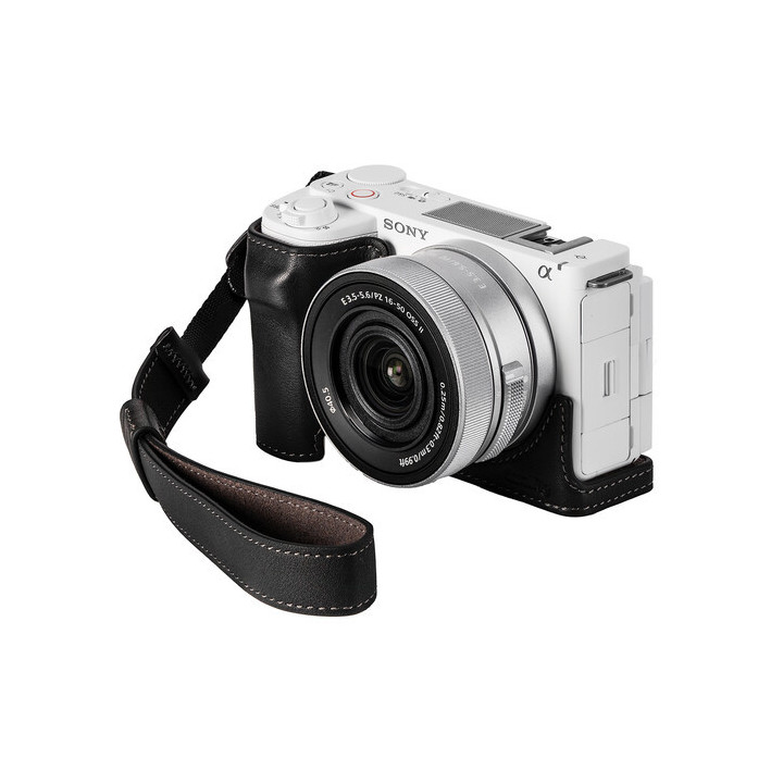 SmallRig 4777 - Leather Half Case with Wrist Strap for Sony ZV-E10 II (Black)