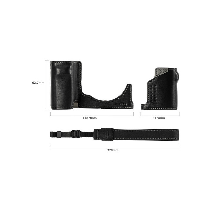 SmallRig 4777 - Leather Half Case with Wrist Strap for Sony ZV-E10 II (Black)