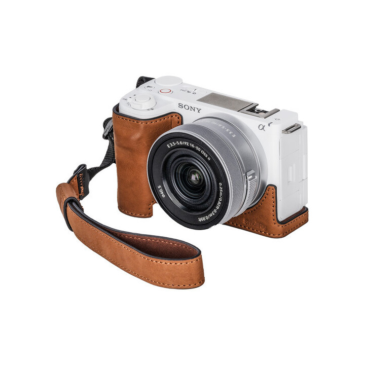 SmallRig 4889 - Leather Half Case with Wrist Strap for Sony ZV-E10 II (Brown)