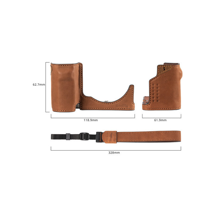 SmallRig 4889 - Leather Half Case with Wrist Strap for Sony ZV-E10 II (Brown)