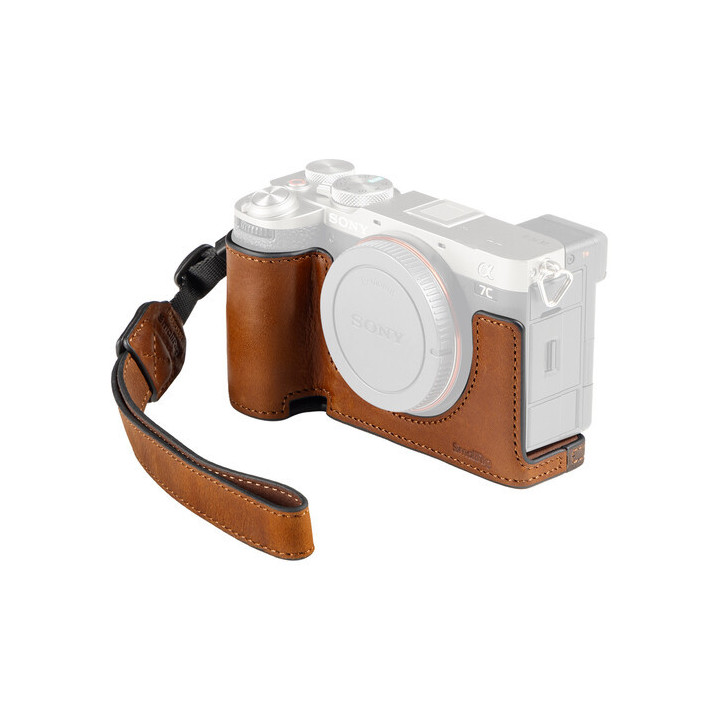 SmallRig 5015 - Leather Half Case with Strap for Sony a7C II / a7CR (Brown)