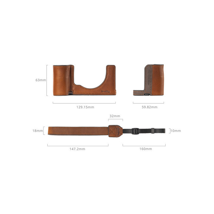 SmallRig 5015 - Leather Half Case with Strap for Sony a7C II / a7CR (Brown)