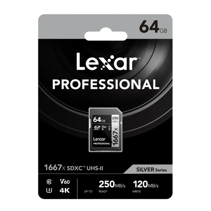 Lexar LSD64GCB1667 - 1667x UHS-II SDXC 64GB Silver