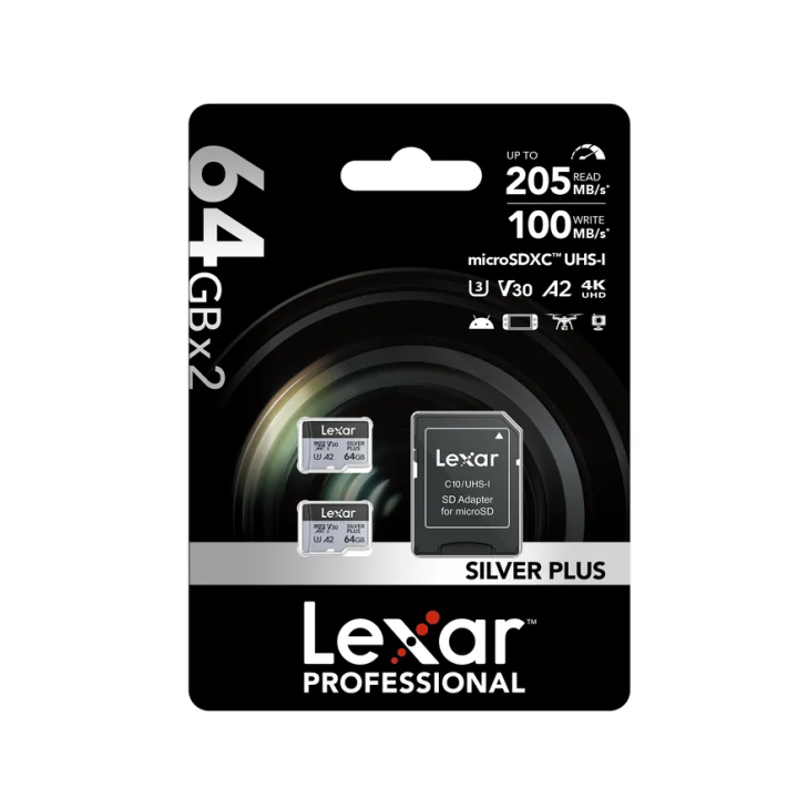 Lexar LMSSIPL064G-B2ANG - micro SDXC Silver Plus 2x64GB