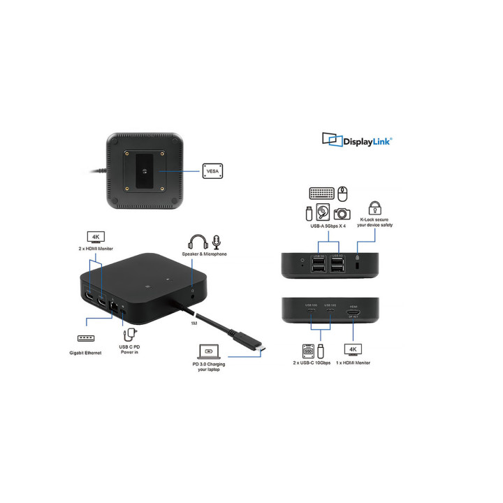 LMP USB-C-Trip-Dsip Dock - USB-C Triple-DisplayDock 4K 12 Port