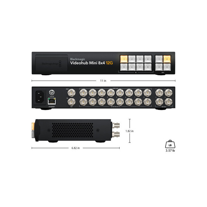 Blackmagic BM-VHUBSMTK12G0804 - Videohub Mini 8x4 12G Router