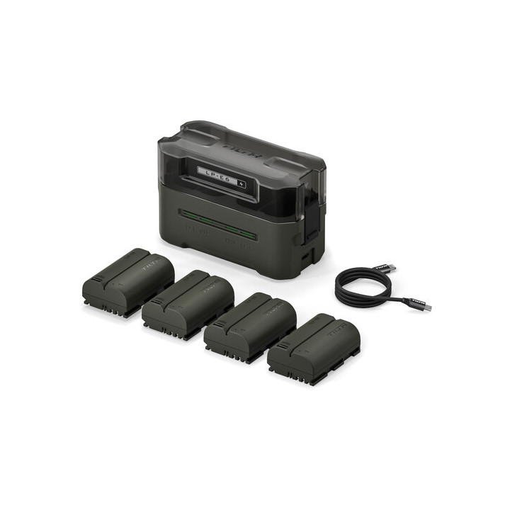 Tilta TBC-E6P-B-GN - LP-E6P Charging Station Battery Kit (4 Batteries) - Green