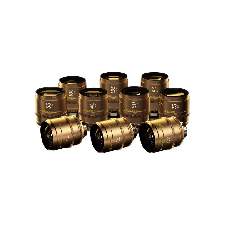 DZOFilm DZO-APG10PLM - Arles Lustre 14/21/25/35/40/50/75/100/135/180mm T1.6 FF/VV Prime Cine Lens Kit for PL (metric)