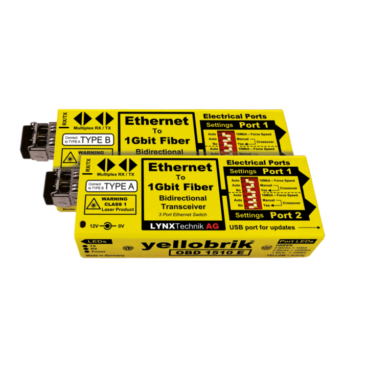 Lynx OBD-1510-E - 1GbE to Fiber Transceiver System (Single-mode, LC connector, A & B versions supplied)