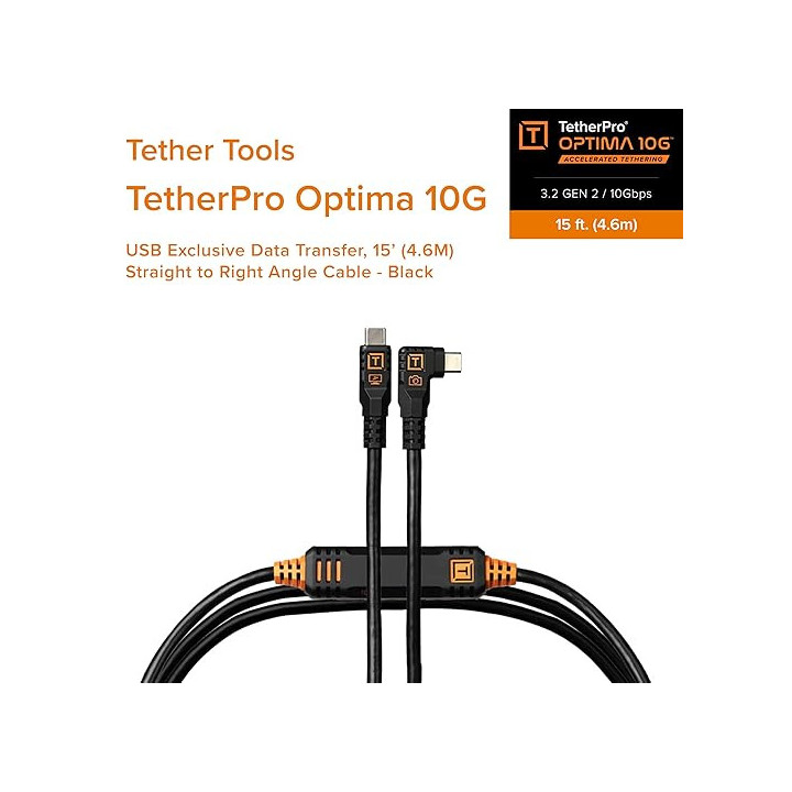 Tether Tools CUC15RTG2-BLK - TetherPro Optima 10G USB-C 4.6m RT Blk