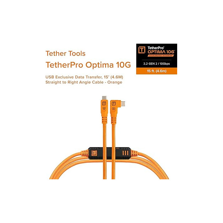 Tether Tools CUC15RTG2-ORG - TetherPro Optima 10G USB-C 4.6m RT Org