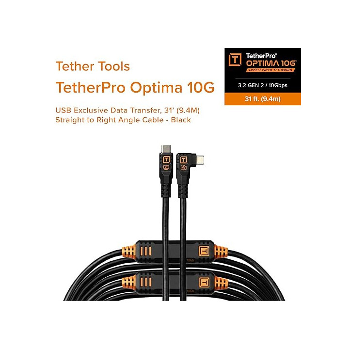 Tether Tools CUC31RTG2-BLK - TetherPro Optima 10G USB-C 9.4m RT Blk