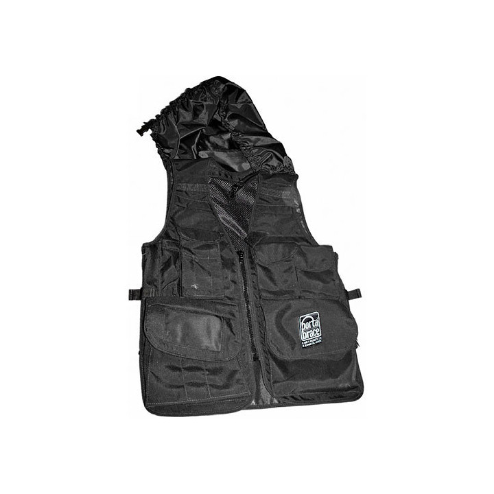 Portabrace VV-LBLH - Video Vest, Black with Hood, (L) 42 inches-46 inches