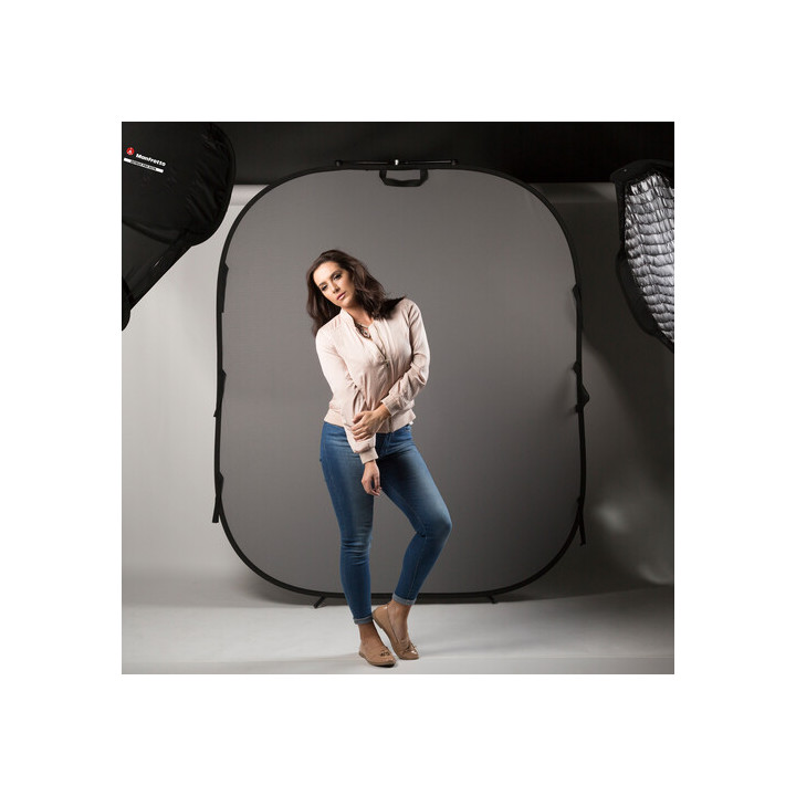Manfrotto LL LB67GB - Zusammenklappbarer wendbarer Hintergrund (Schwarz/Mittelgrau, 6 x 7')