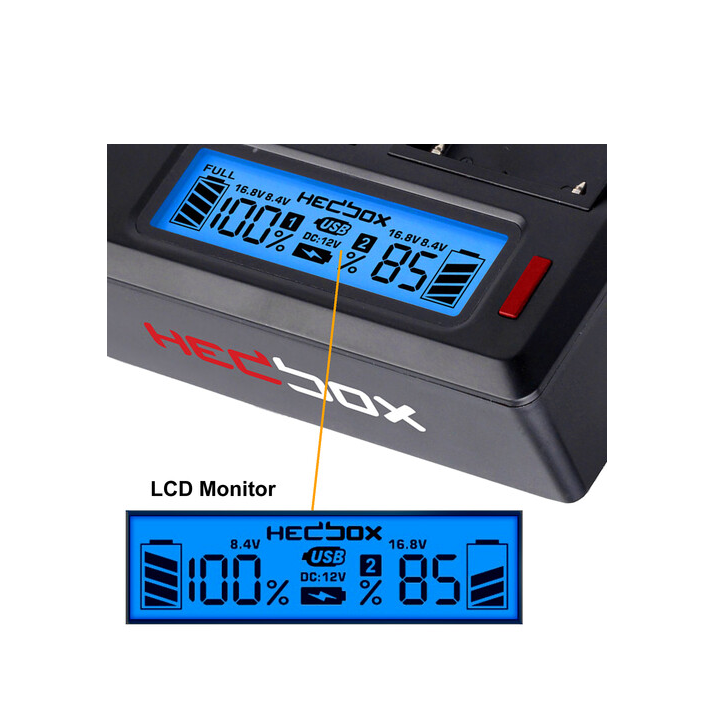 Hedbox RP-DC50/DBPU - RP-DC50 Digital LCD Dual Battery Charger Kit with RP-DBPU Battery Plates