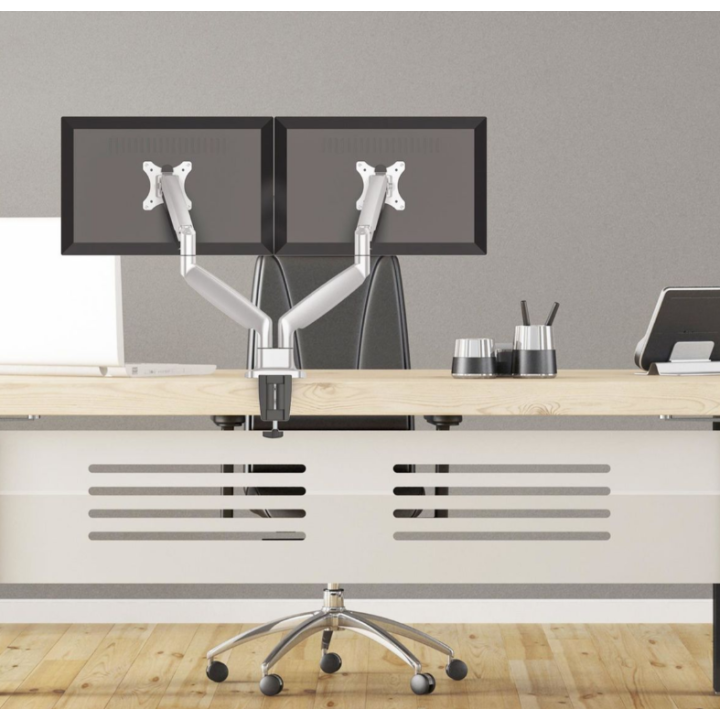 Kimex 015-2502 - Full Motion Desktop Stand for 2 PC Monitors 13"-32"