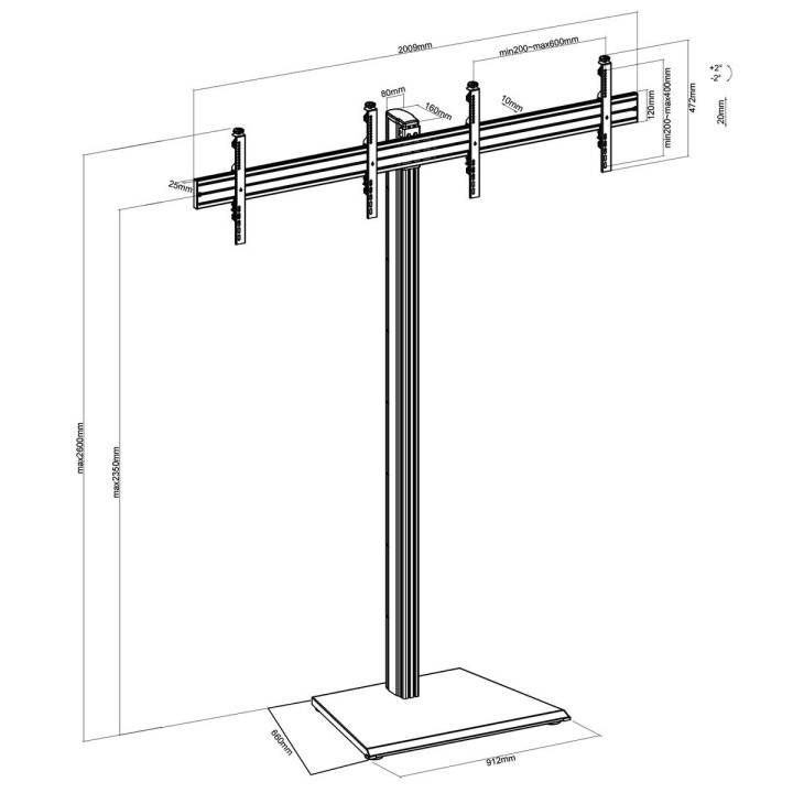 Kimex 031-1221K1 - Support on stand for 2 TV screens 50"- 55"