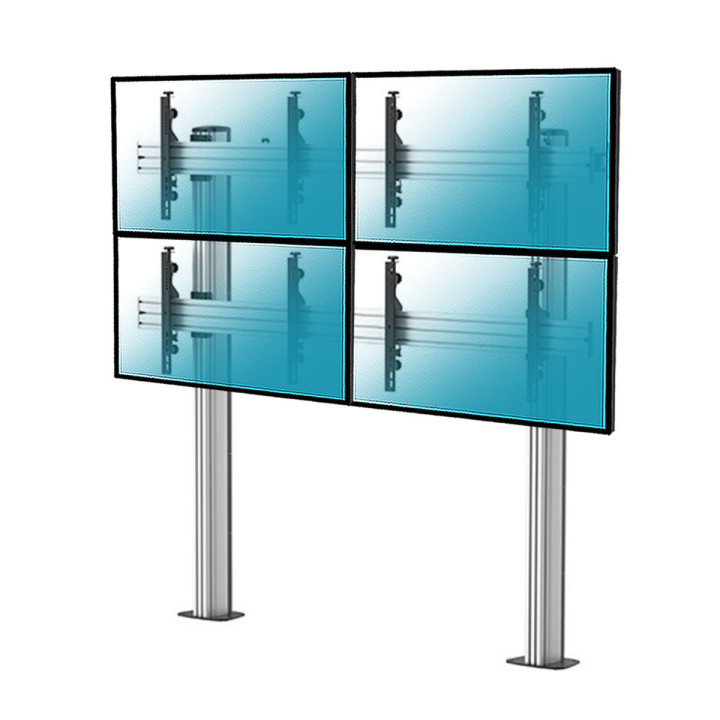 Kimex 031-2400K3 - Video Wall Stand on Feet for 4 TV screens 45"-55" Height 175cm, to Screw