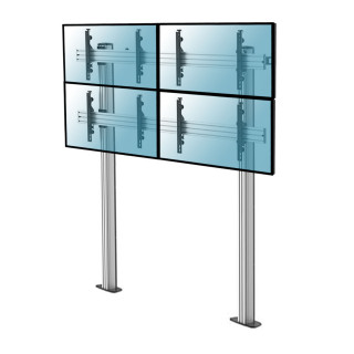 Kimex 031-2410K3 -Video Wall Stand on Feet for 4 TV Screens 45"-55" Height 240cm, to Be Screwed