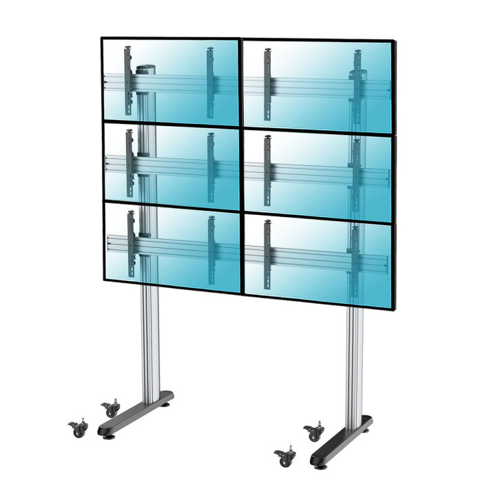 Kimex 031-2600K2 - Video Wall Stand on Feet  for 6 TV Screens 45"-55" on casters