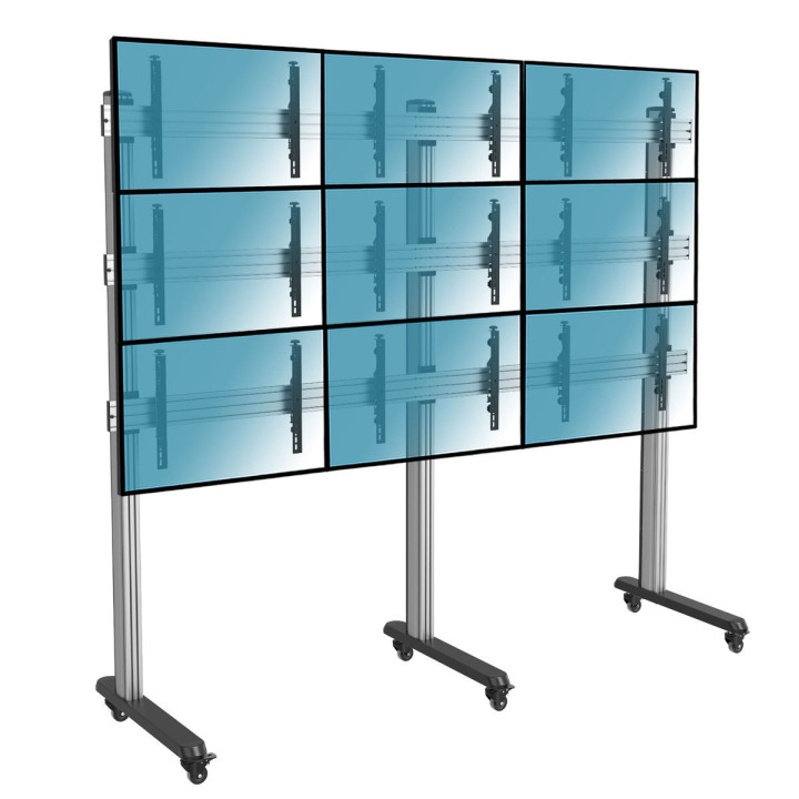 Kimex 031-2900K2 - Video Wall Stand on Feet for 9 TV Screens 45"-50" with Casters