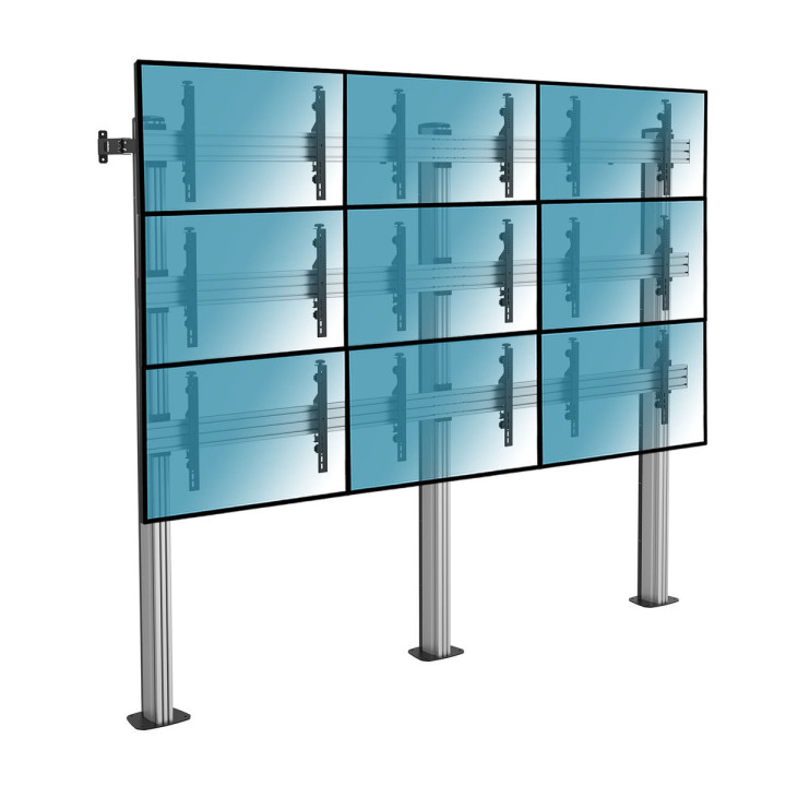 Kimex 031-2900K3 - Video Wall Stand on Feet for 9 TV Screens 45"-50" to Be Screwed
