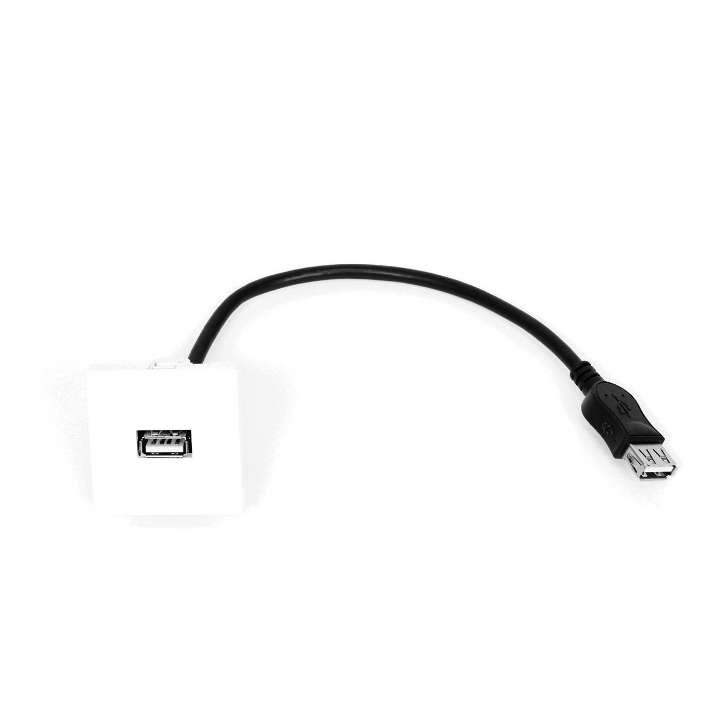 Kimex 066-0002 - 45x45mm USB Type A Faceplate + 0.2m Cable