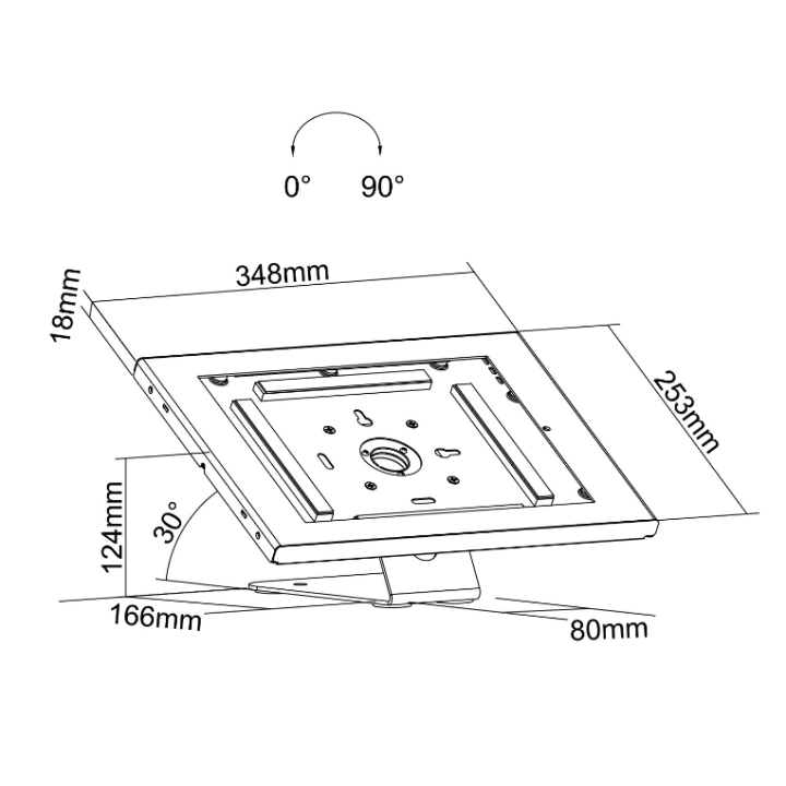 Kimex 091-0106K3 - Wall or Table Mount for iPad Pro 12.9" Generation 3 Tablet, Black