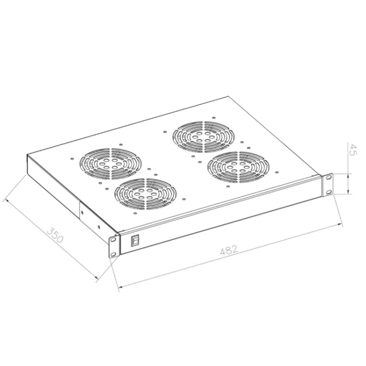 Kimex 110-0174 - 4 Fan Unit for 19" 1U Rack and Patch Bay