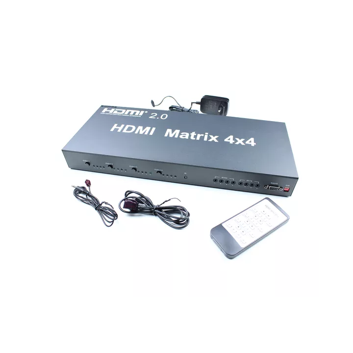 Kimex 132-2044 - HDMI2.0 Matrix 4 Inputs - 4 Outputs, 4k60hz, Rs232 / EDID