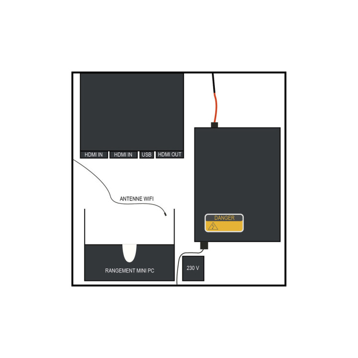 Kimex 161-4300TF - Video Totem 43" FULL HD 500 cd 24/7 Indoor Touch + Flightcase