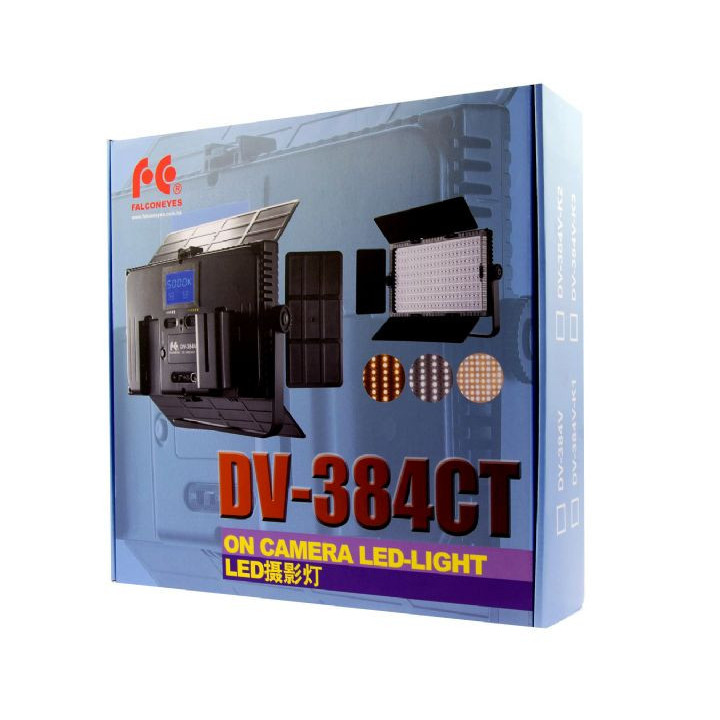 Falcon Eyes 2905977 - Bi-Color LED Lamp Set Dimmable DV-384CT-K2 including Battery