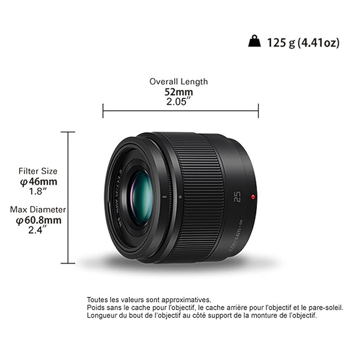 Panasonic H-H025E-K - Lumix G 25mm 1.7 Pancake black