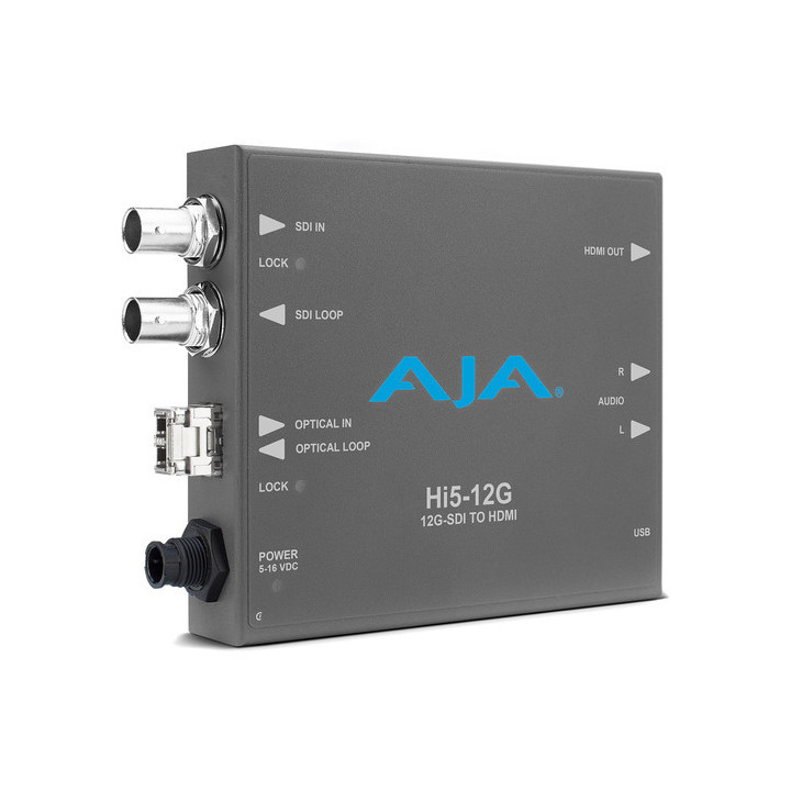 AJA Hi5-12G-TR-R0 - 12G-SDI to HDMI 2.0 Conversion with Fiber Transceiver