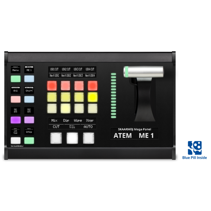 Skaarhoj T-BLOCK-R-V1B-SBK - T-Block Right w/Blue Pill Inside - Slim Enclosure Black