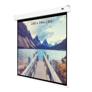 Kimex 047-1515 - Battery Powered Electric Projection Screen 2.60 X 1.46m - 16:9 Format