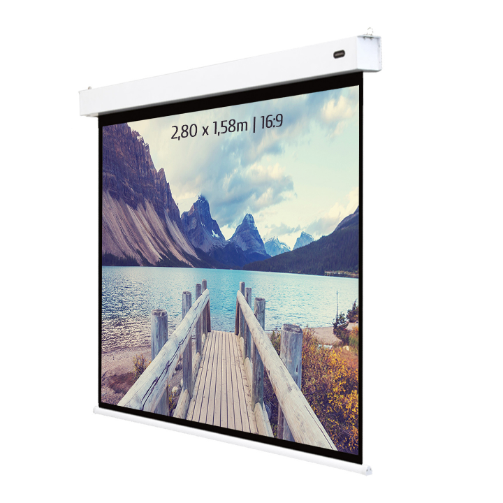 Kimex 047-1516 - Battery Powered Electric Projection Screen 2.80 X 1.58m - 16:9 Format