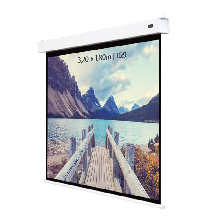 Kimex 047-1518 - Battery Powered Electric Projection Screen 3.20 X 1.80m - 16:9 Format