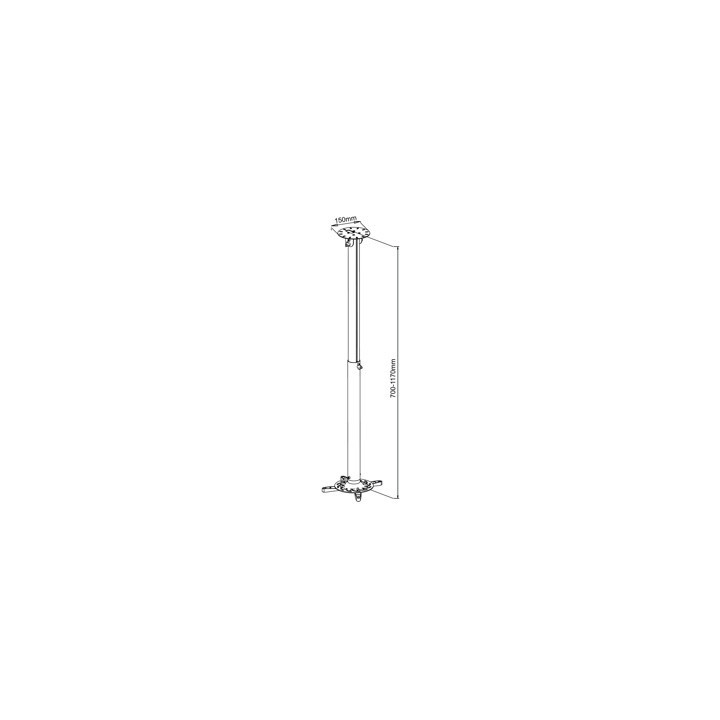 Kimex 052-2005 - Video Projector Ceiling Mount, Height 70-117cm, White