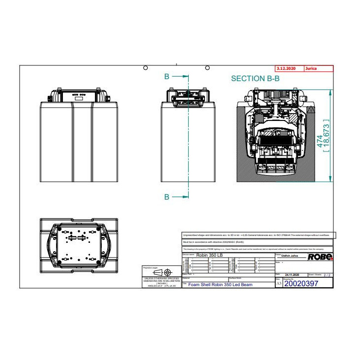 Robe lighting 20020397 - Foam Shell for ROBIN LEDBeam 350